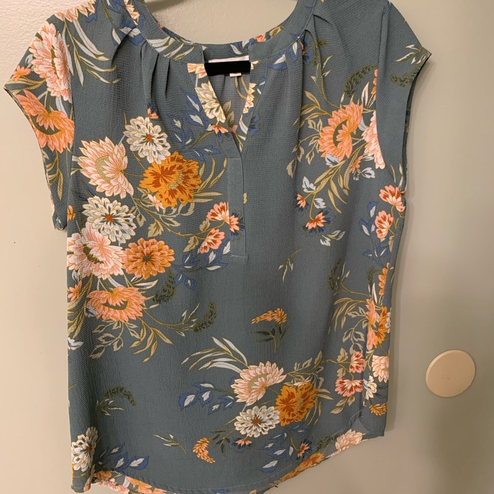 Fun2fun Walden Split Neck Blouse Blue